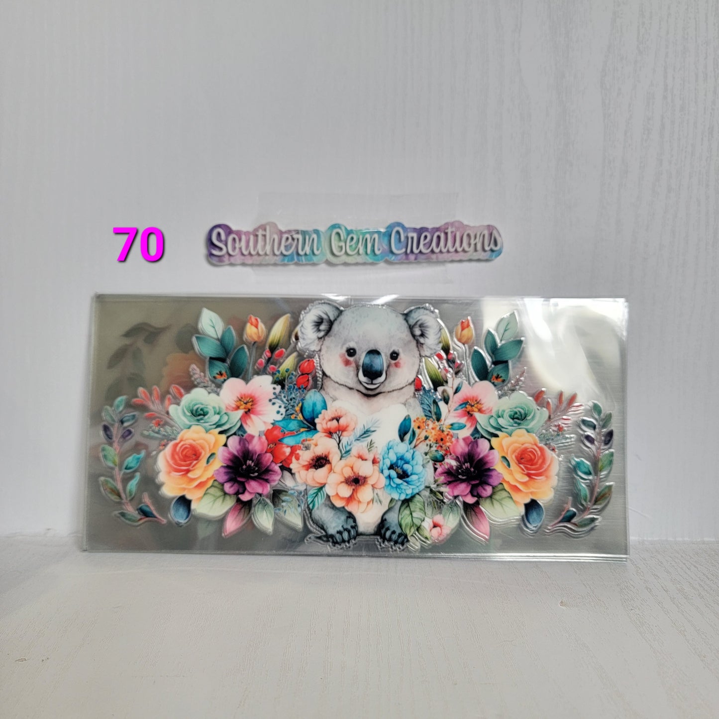 Floral Koala - 16 oz Libby UV DTF Wrap RTS