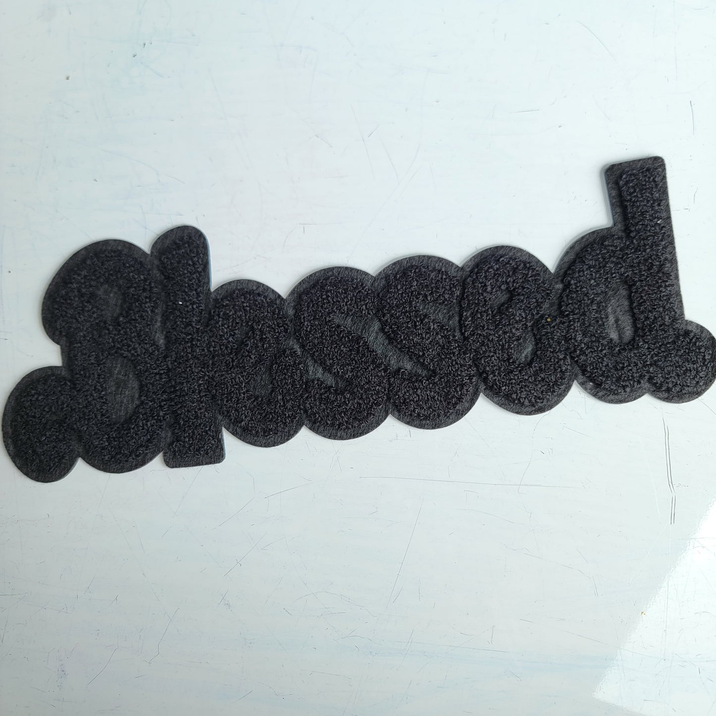 All Black BLESSED Chenile Patch