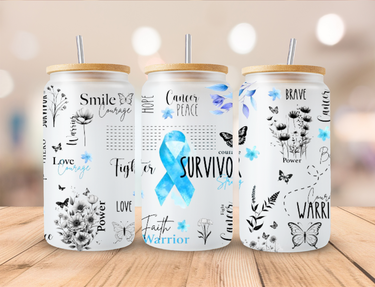 Blue Ribbon Survivor - 16oz/20oz Libby UV DTF Wrap