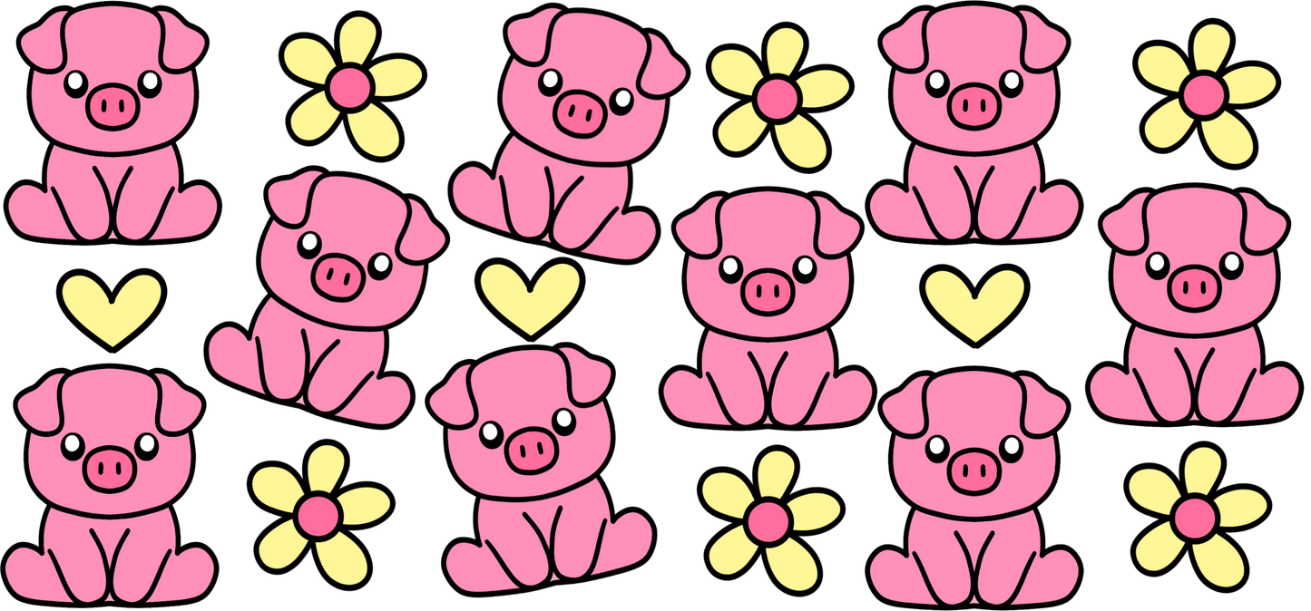 Daisy Pig - 16 oz Libby Vinyl Wrap