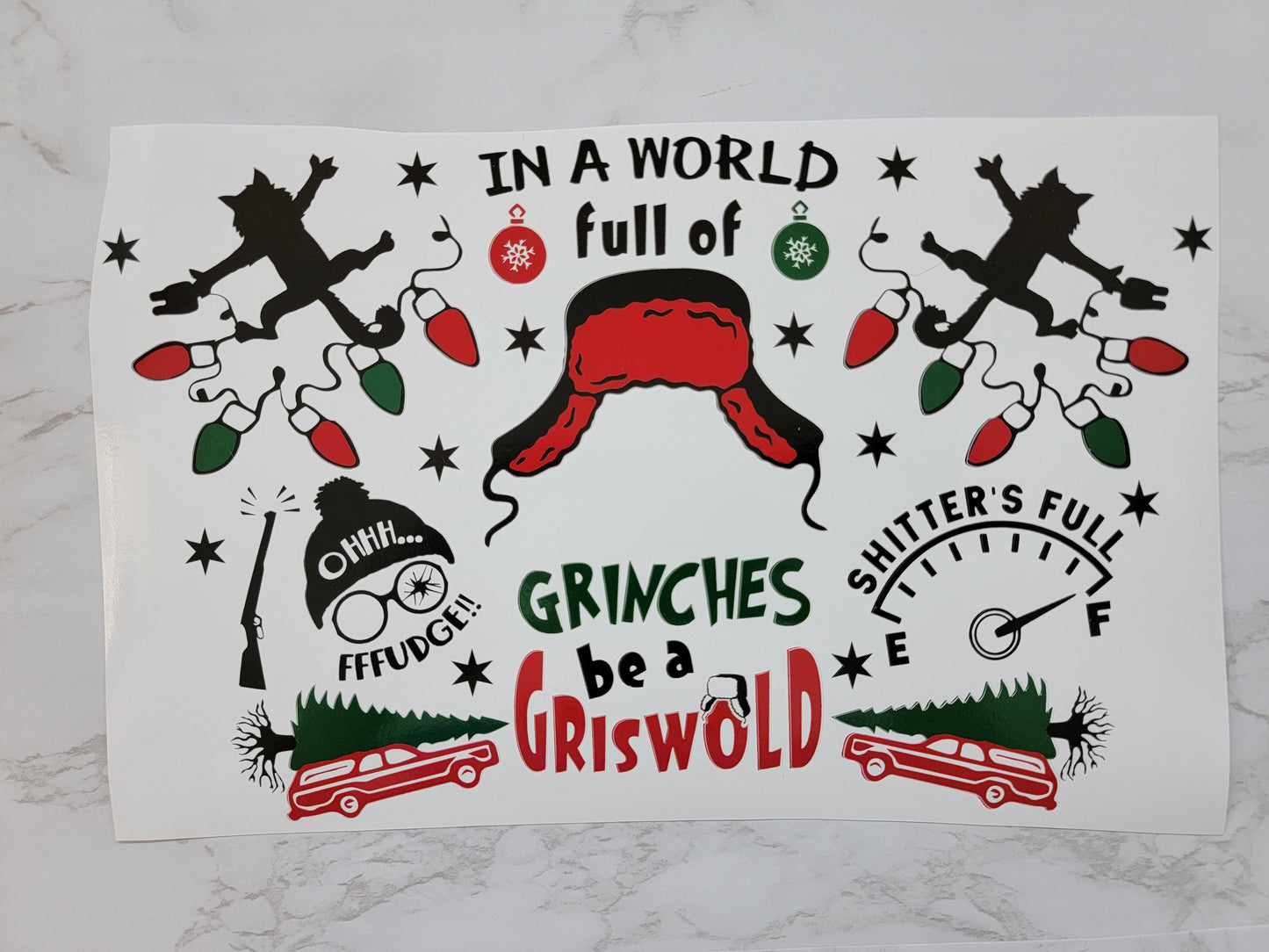 Christmas 24 Oz cold cup UV DTF Wrap