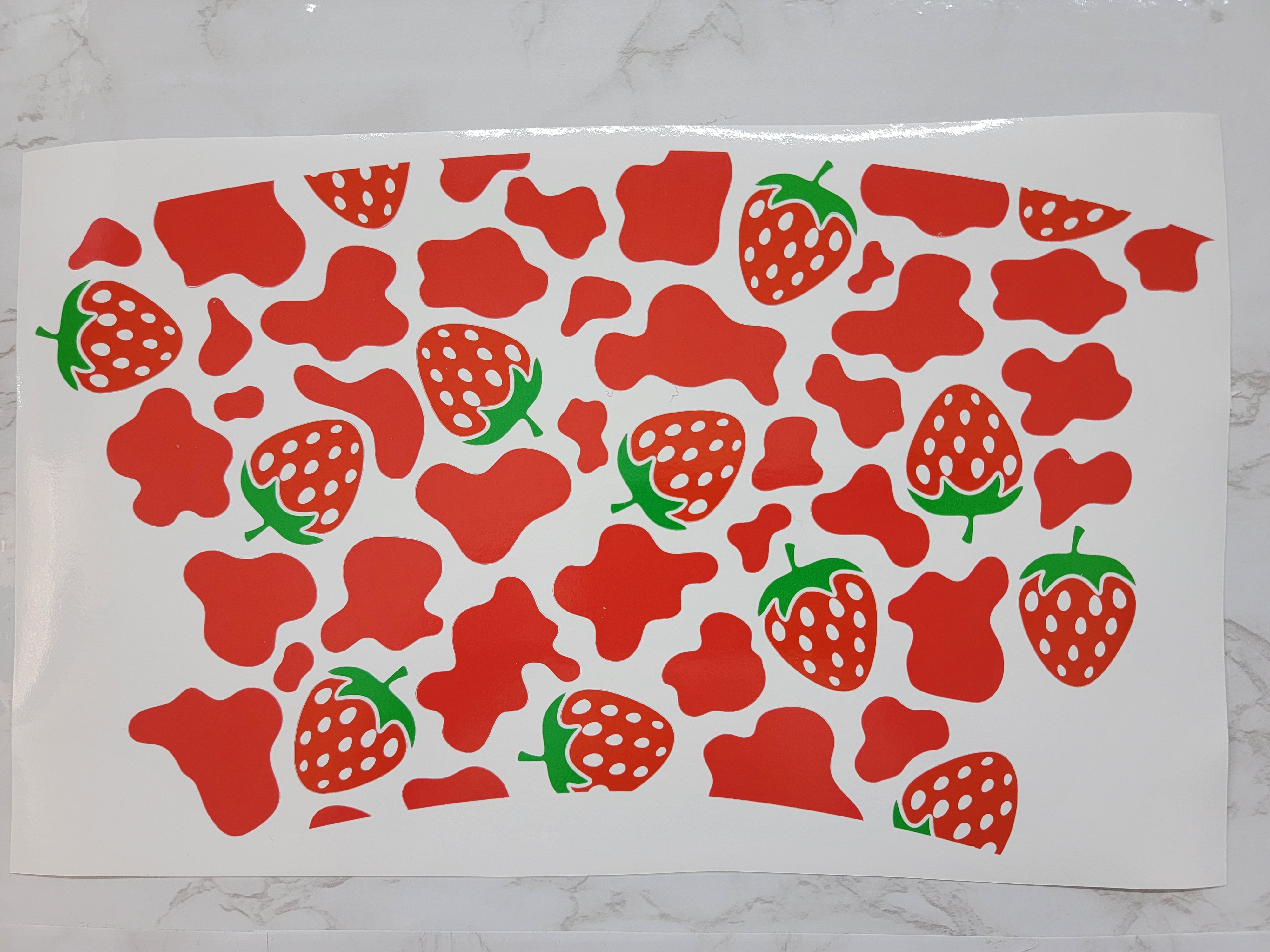 Strawberry Cow Print 24 Oz Cold Cup Wrap Southern Gem Creations 0456