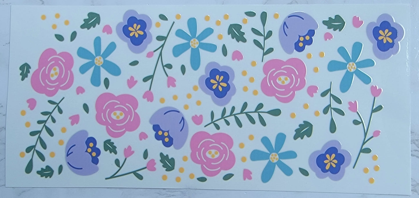 Spring Floral - 16 oz Libby UV DTF Wrap RTS