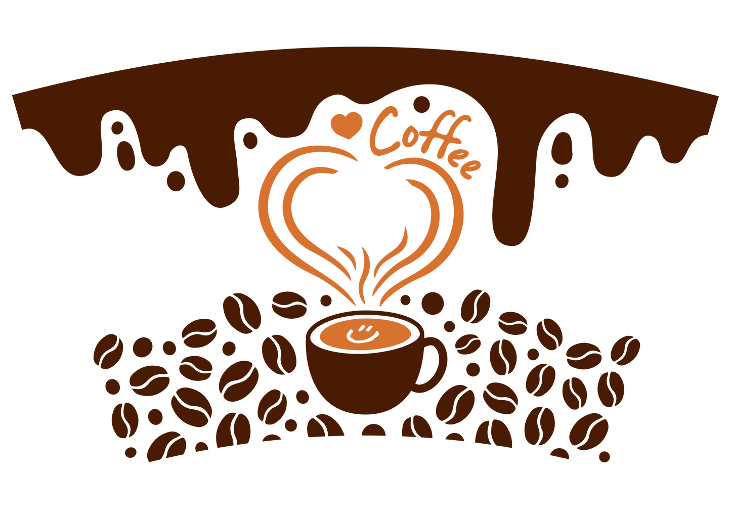 Coffee Love Beans HOLE - 24 Oz cold cup UV DTF Wrap