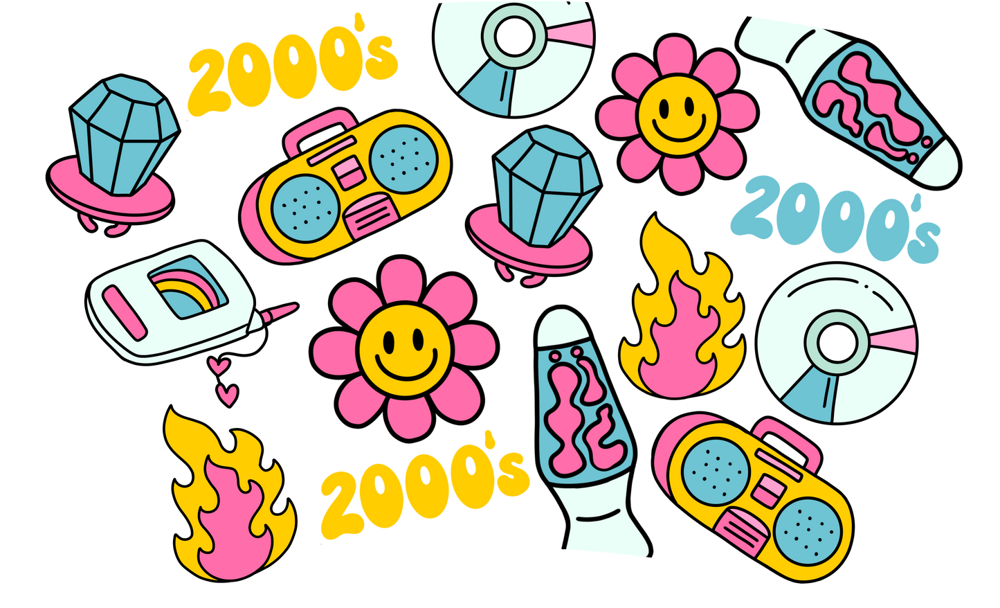 2000's NO HOLE - 24 Oz Cold Cup UV DTF Wrap