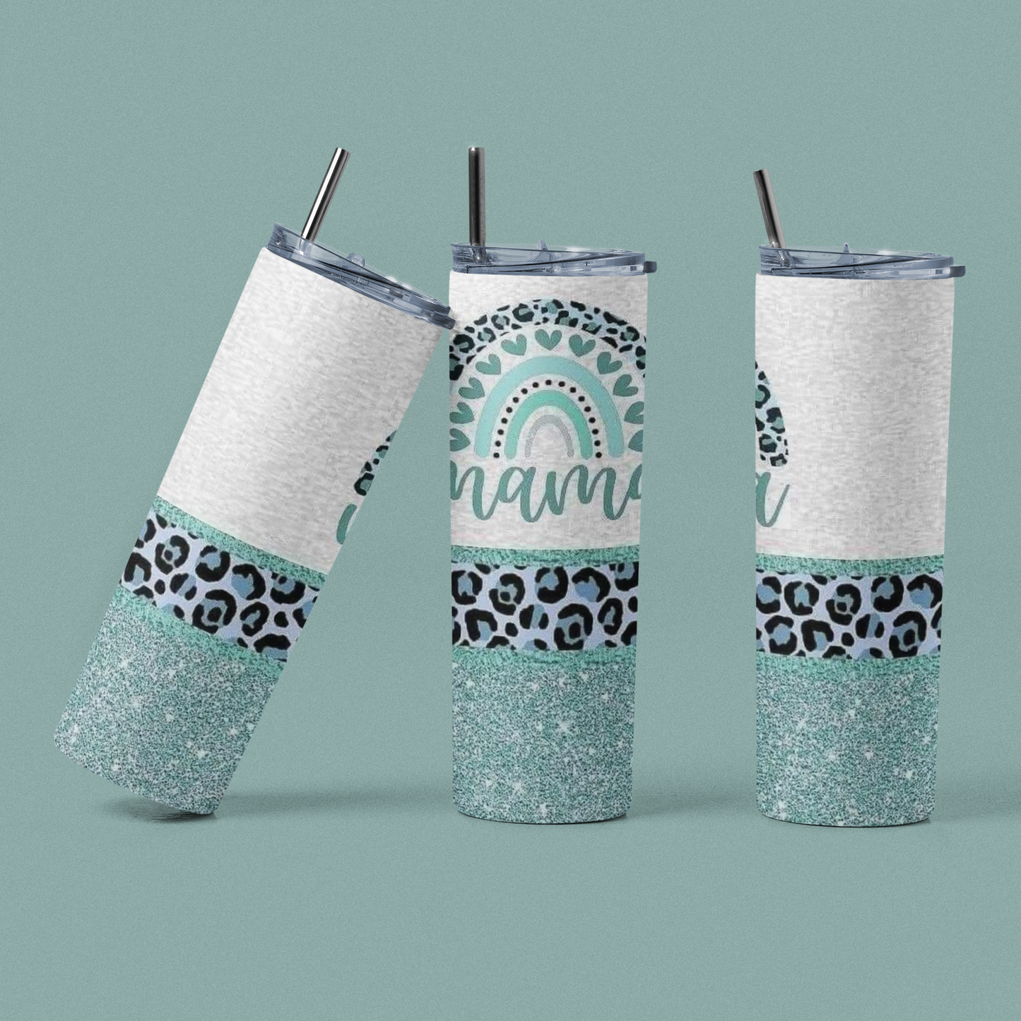 Mama w/ Light Blue Cheetah Print