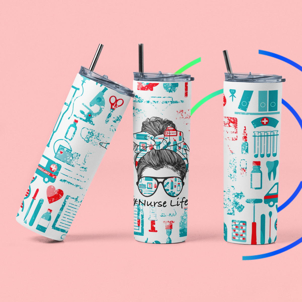 #nurselife w/ medical instruments 20 oz sublimation tumbler