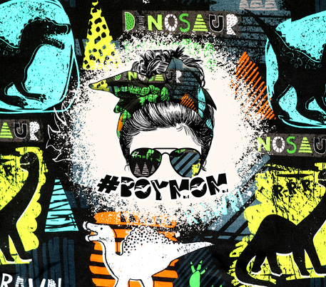 Dinosaur "Boys Mom" - Blue/White/Yellow 20 Oz Sublimation Transfer