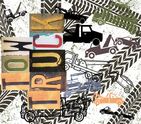 Tow Truck Drivers Awareness - Multicolored Trucks w/ White Background - 20 Oz Sublimation Transfer