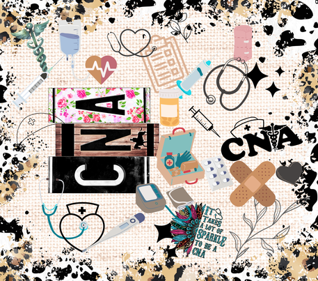 Medical CNA Appreciation - Multi Item w/ Tan Background - 20 Oz Sublimation Transfer