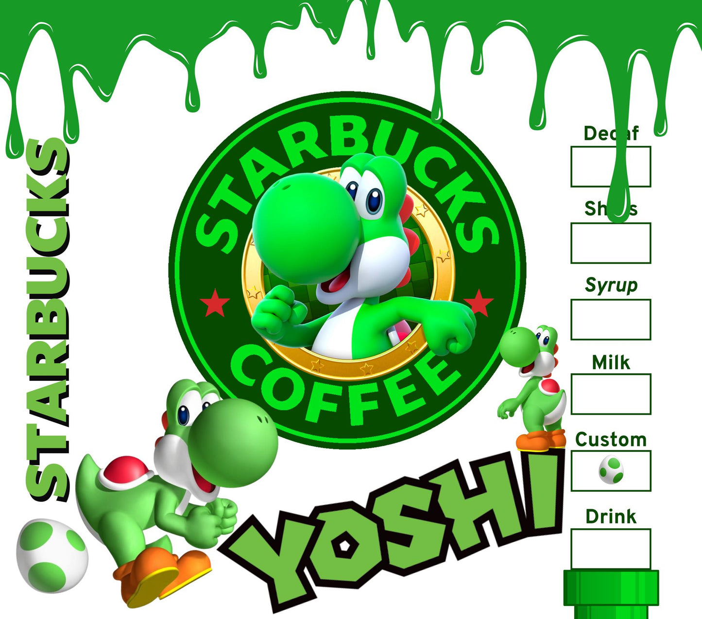 Mario Yoshi - 20 Oz Printed Sublimation Transfer