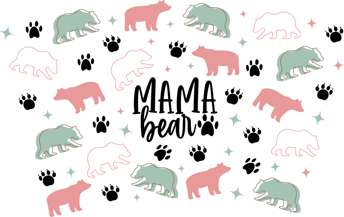 Mama Bear NO HOLE - 24 Oz cold cup UV DTF Wrap