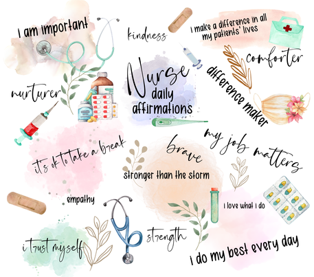 Doctors Nurse Motivational Quotes - Multicolored w/ White Background - 20 Oz Sublimation Transfer