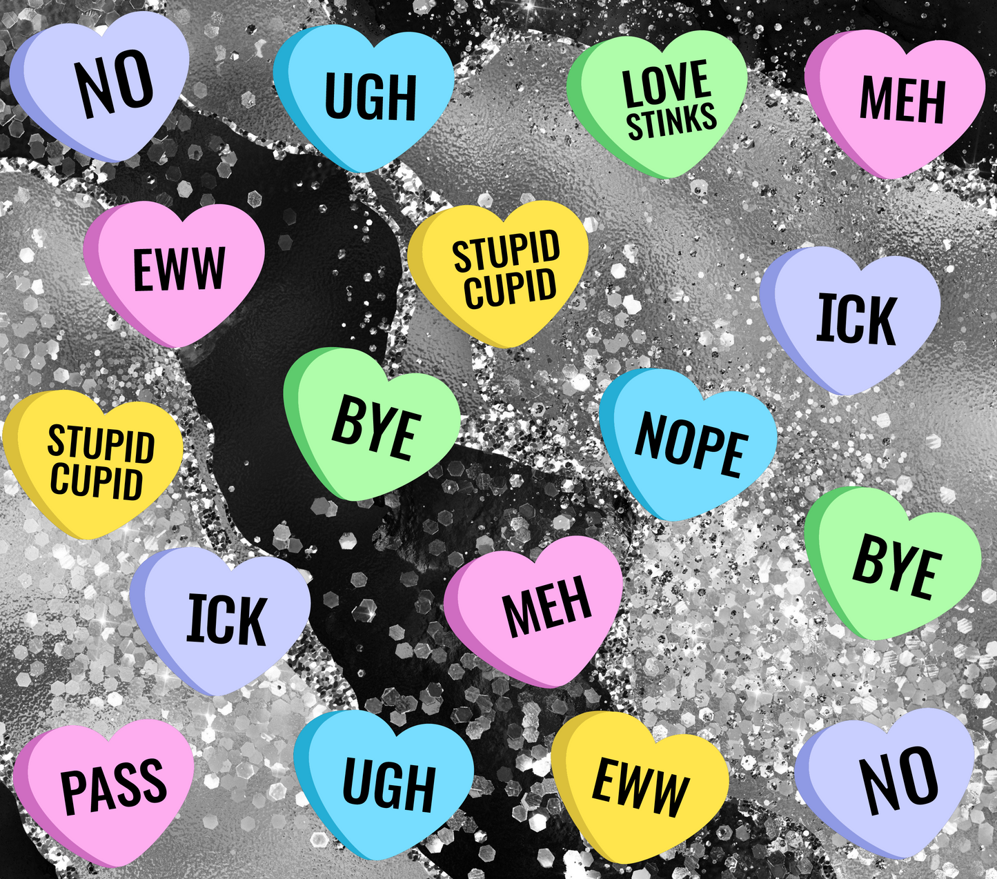 Anti-Valentine - Marble Background - 20 Oz Sublimation Transfer