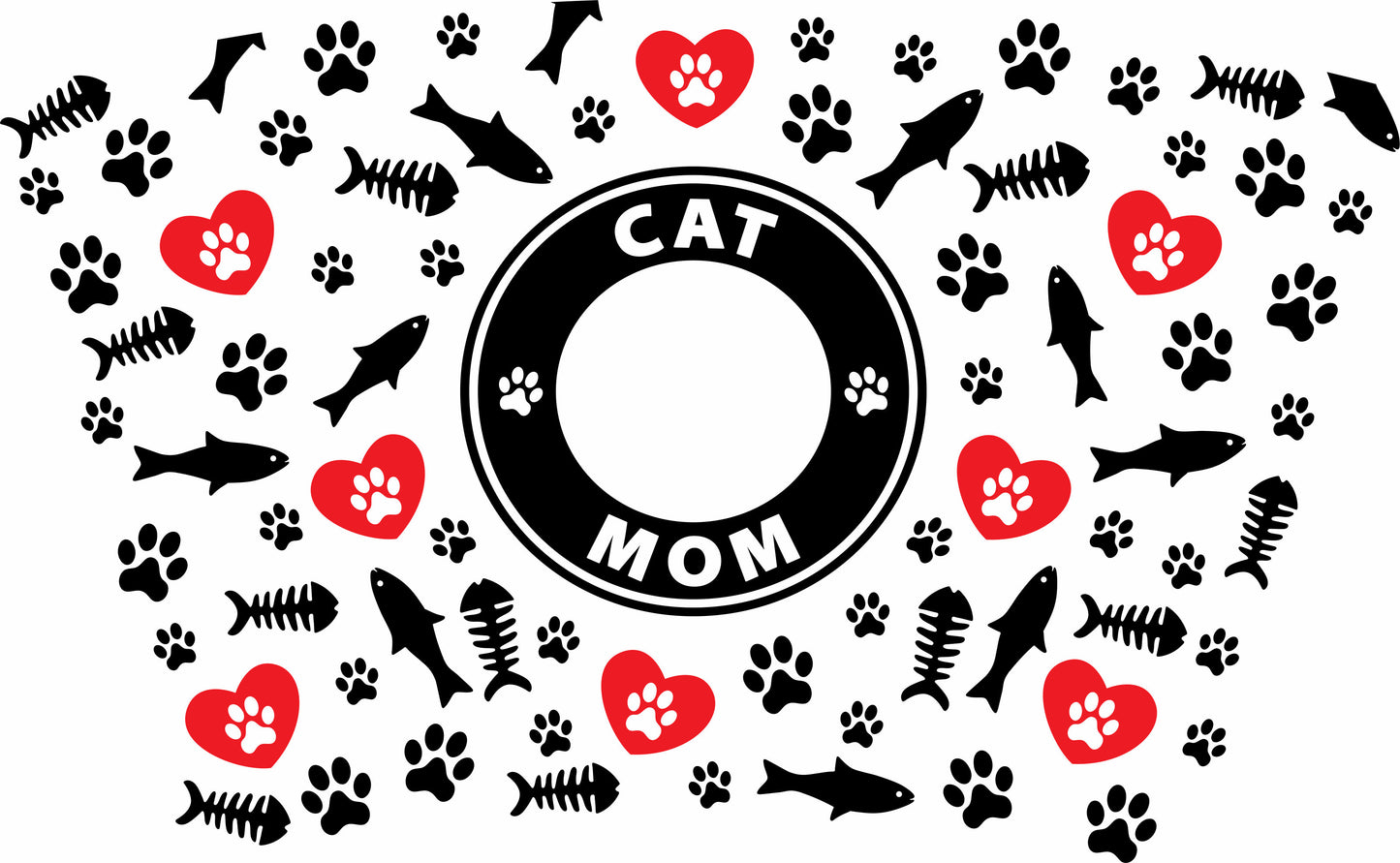 Cat Mom Full Wrap HOLE - 24 Oz Cold Cup UV DTF Wrap