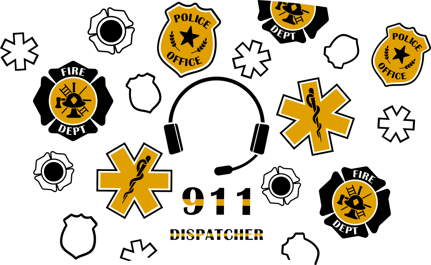 911 Dispatcher HOLE - 24 Oz Cold Cup UV DTF Wrap