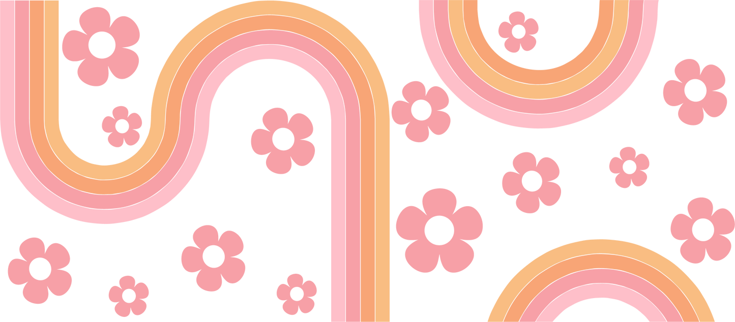 Retro Daisy Rainbow - 16 oz Libby Vinyl Wrap