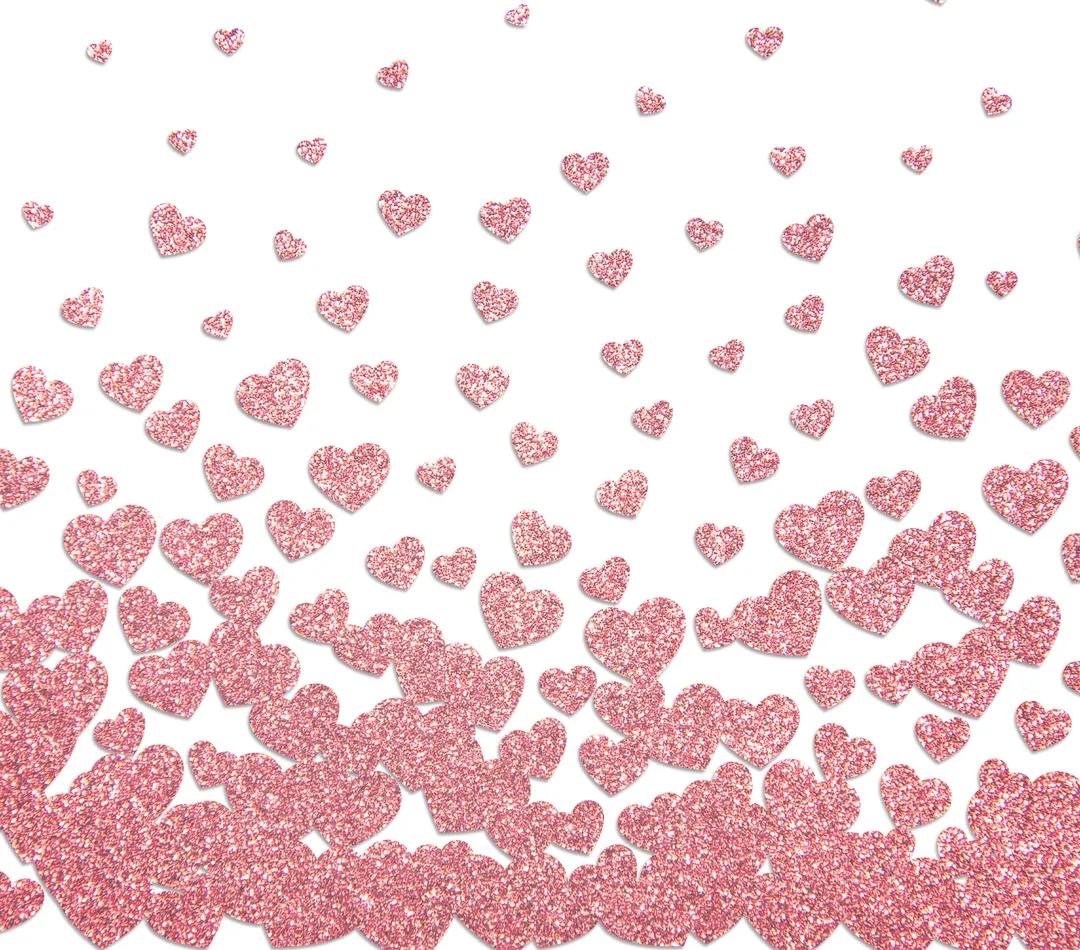 Valentine's Theme - Flying Pink Diamond Hearts w/ White Background - 20 Oz Sublimation Transfer