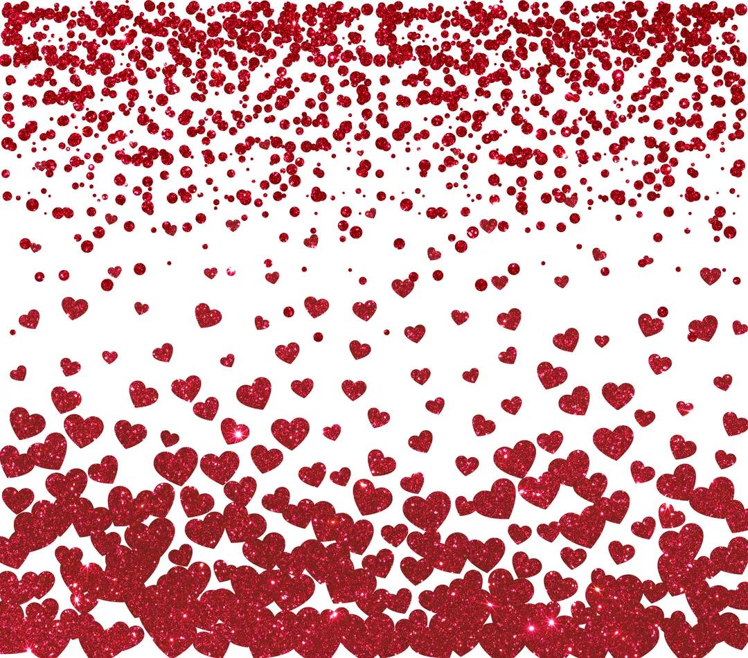 Valentine's Theme - Flying Red Hearts w/ White Background - 20 Oz Sublimation Transfer