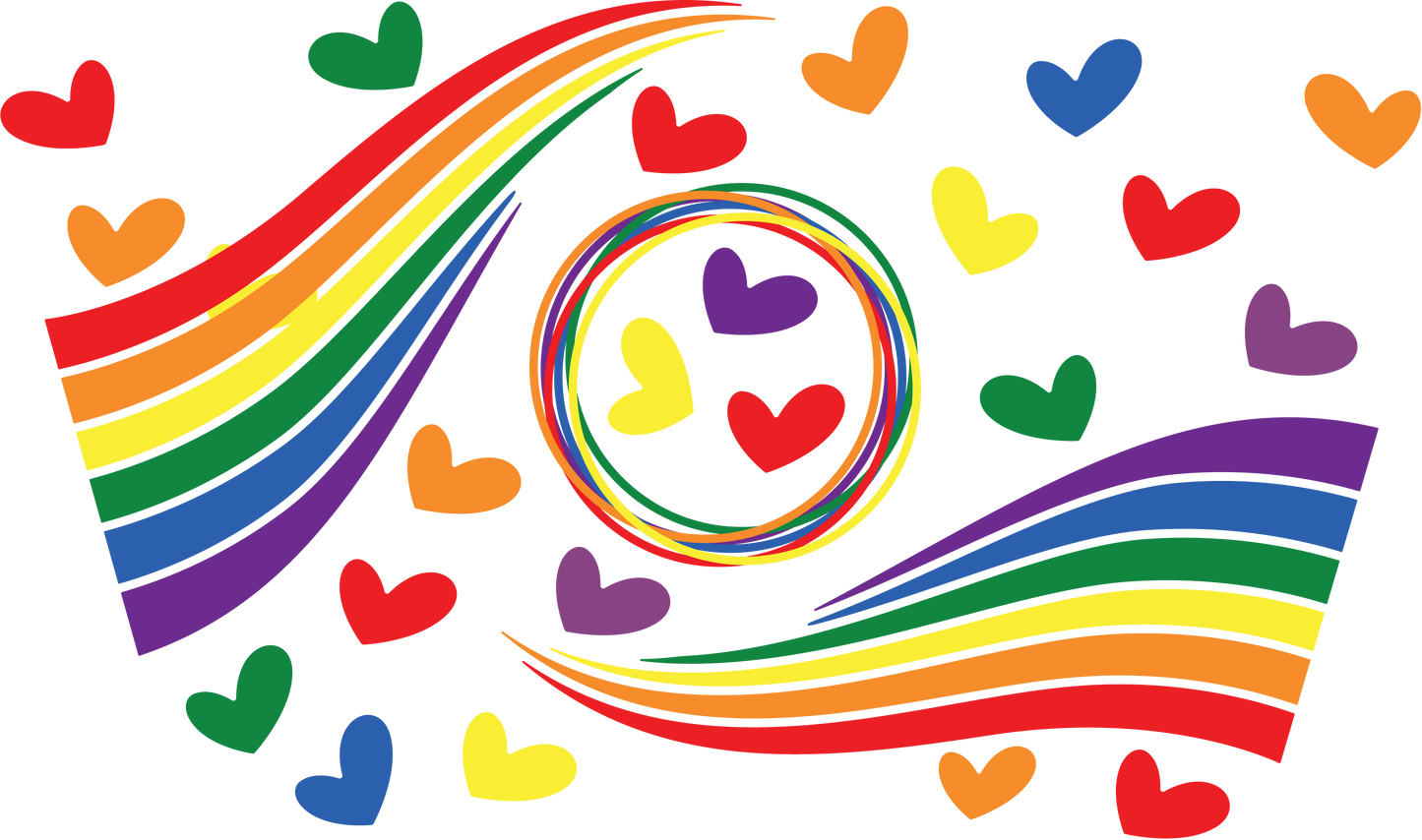 Swirl Rainbow Hearts NO HOLE - 24 Oz cold cupbUV DTF Wrap