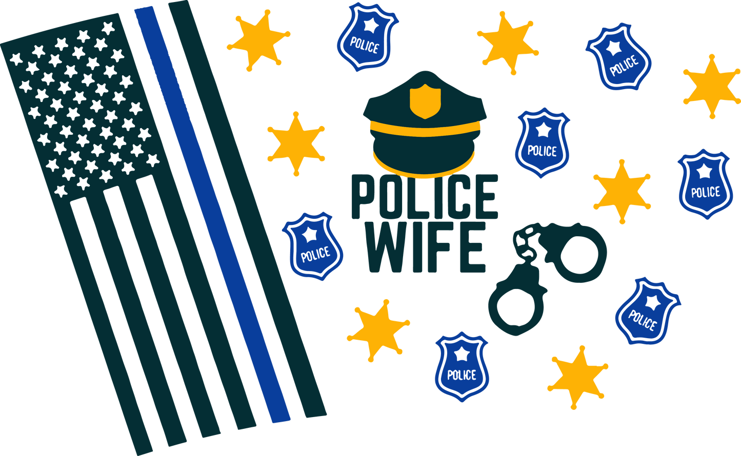 Police Wife NO HOLE - 24 Oz cold cup UV DTF Wrap