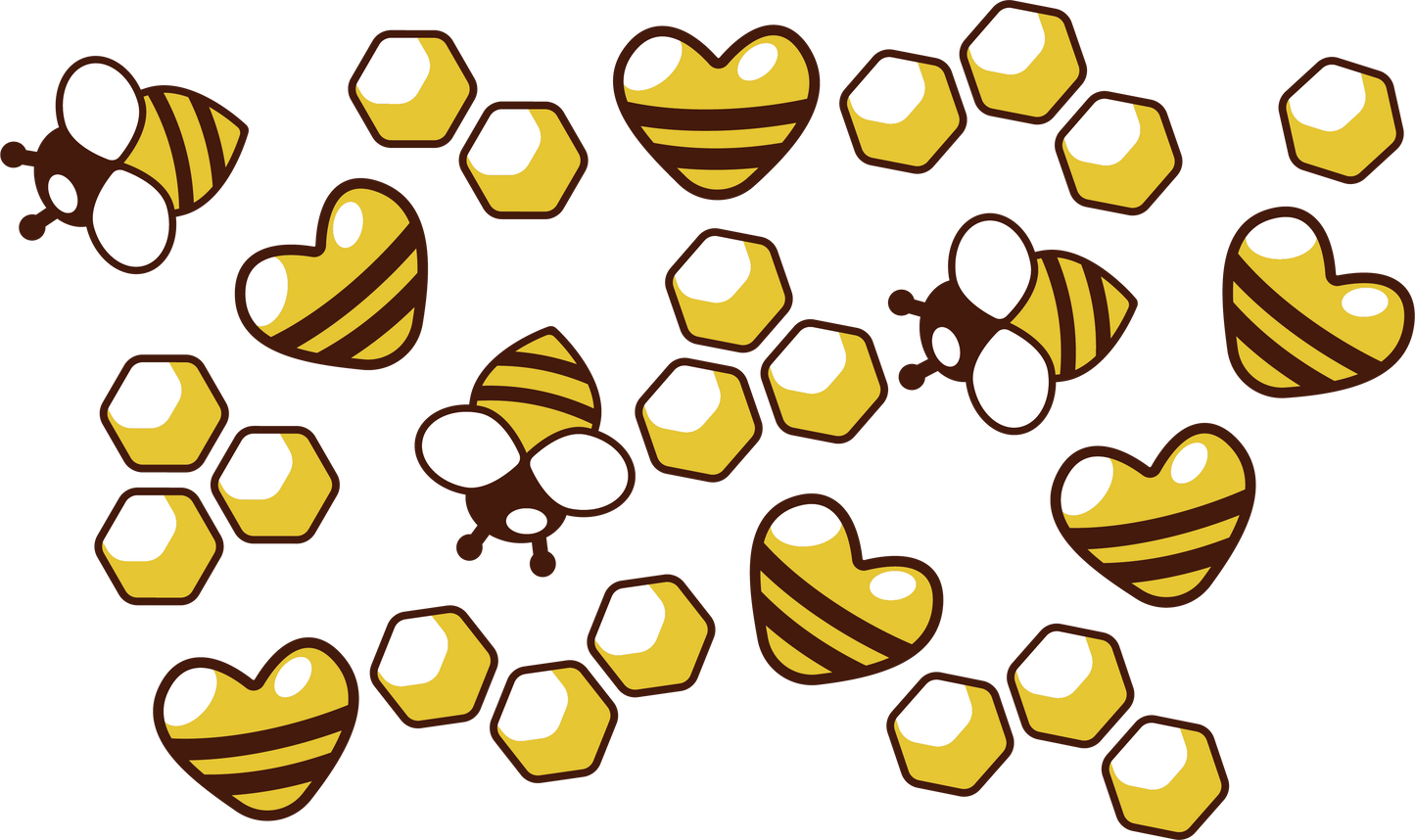 Doodle Bee Love Heart NO HOLE - 24 Oz Cold Cup UV DTF Wrap