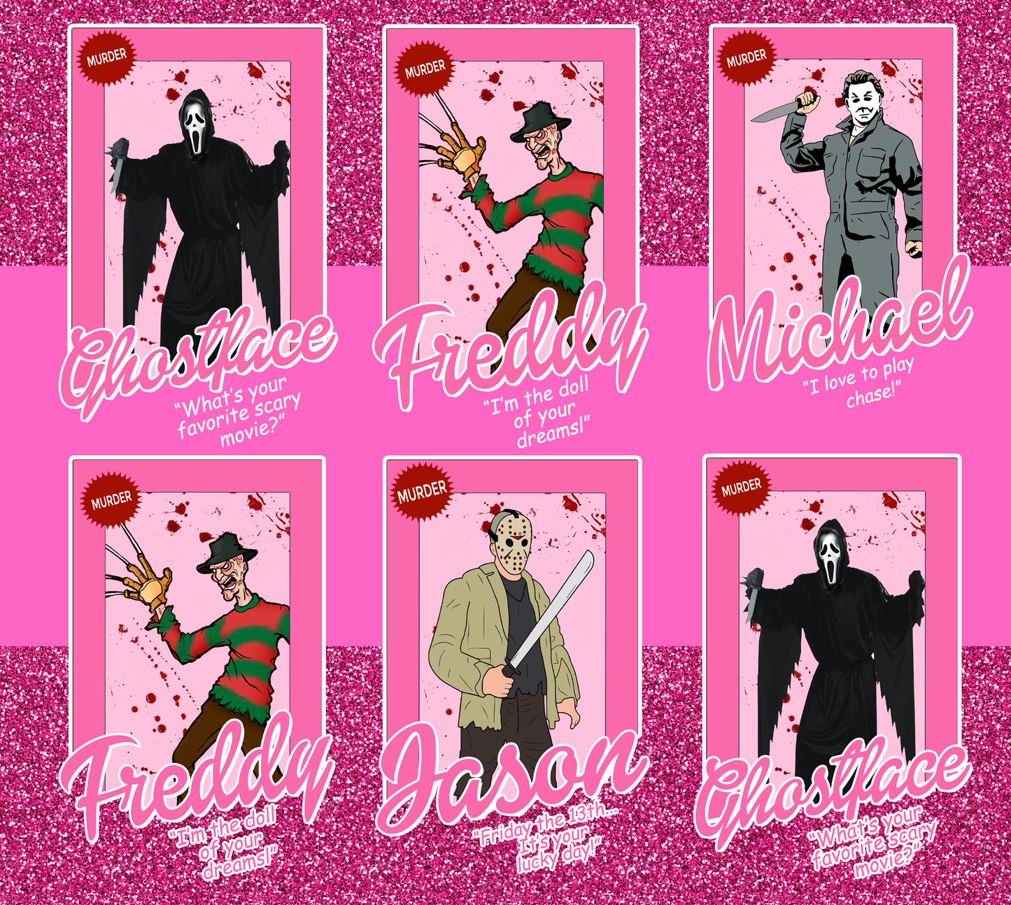 Horror People Cards - 20 Oz Sublimation Transfer