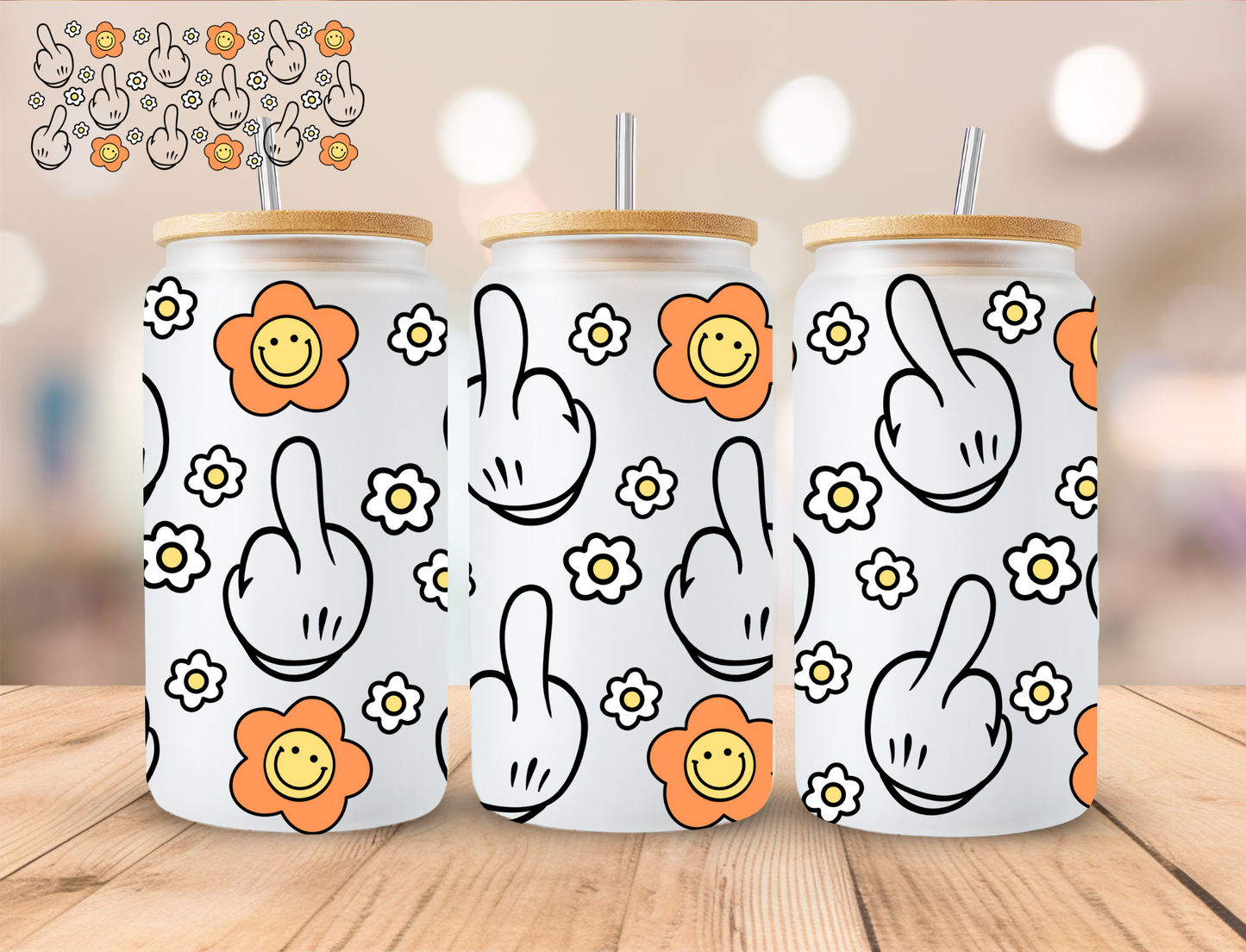 Sassy Gloves Floral - 16 oz / 20 oz Libby UV DTF Wrap