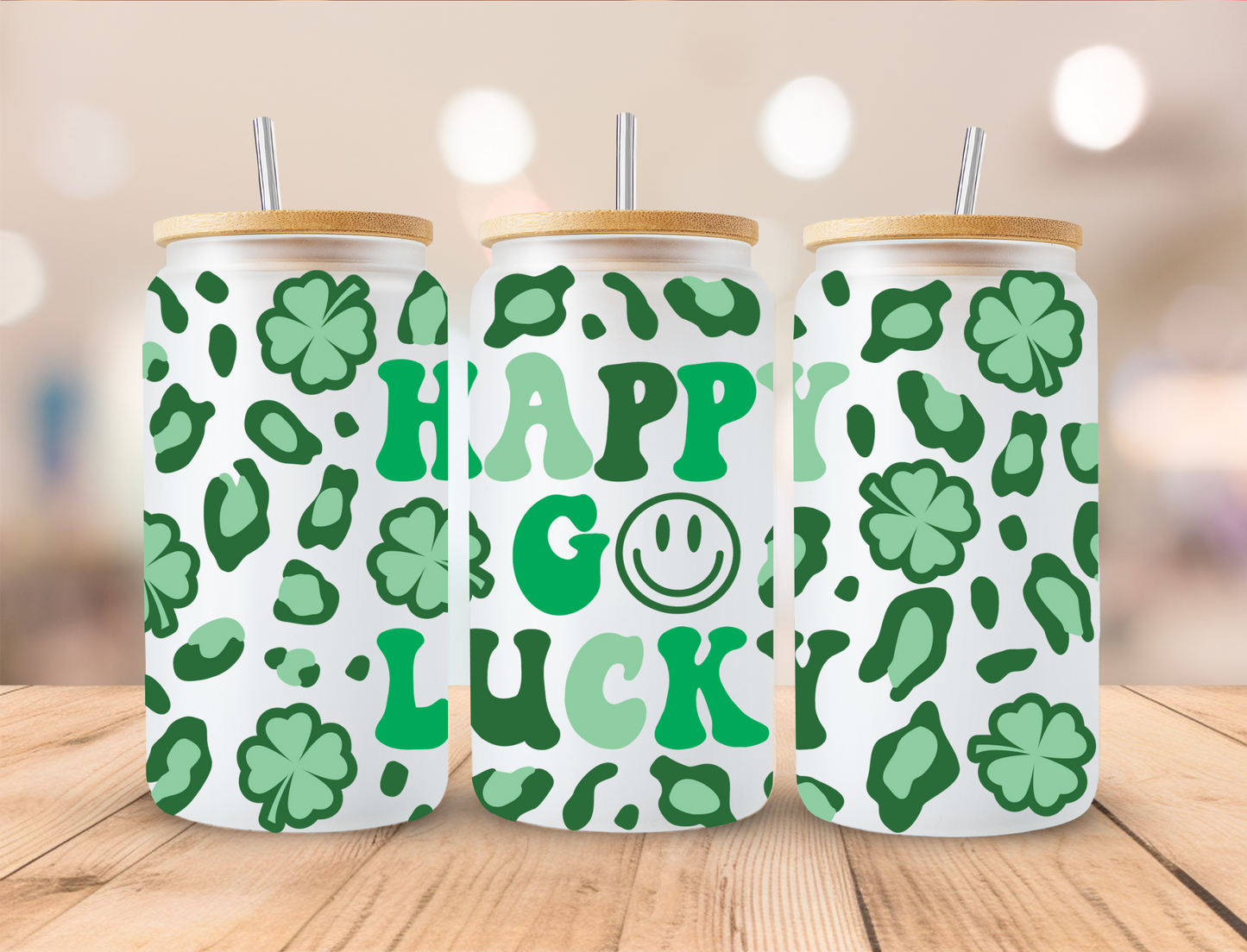 Saint Patrick's Happy Go Lucky - 16 oz / 20 oz Libby UV DTF Wrap