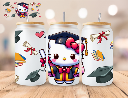 Graduate Kitty - 16 oz / 20 oz Libby UV DTF Wrap