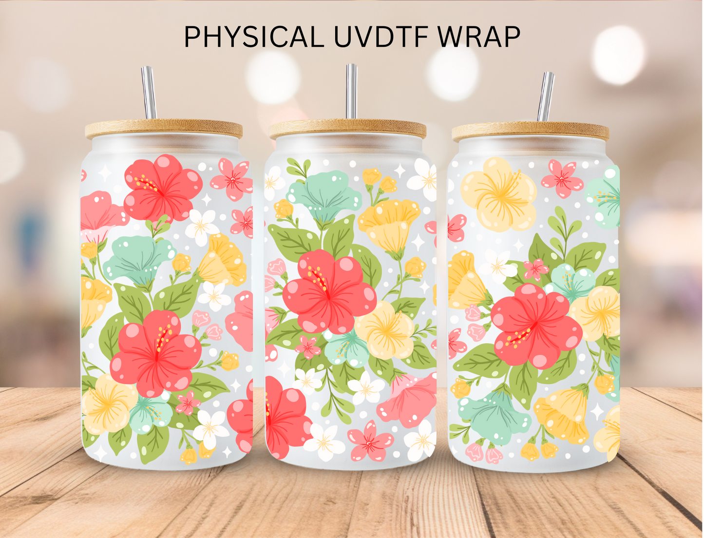 Flowers - 16 oz / 20 oz Libby UV DTF Wrap