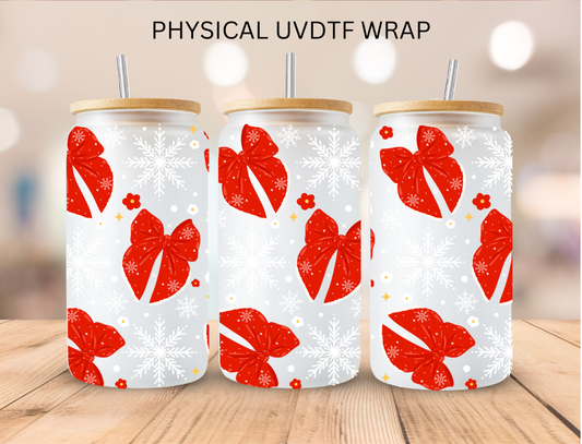 Christmas Snowflakes and Bows - 16 oz / 20 oz Libby UV DTF Wrap
