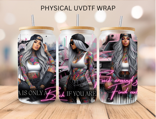 Tatted Car Girl - 16 oz / 20 oz Libby UV DTF Wrap