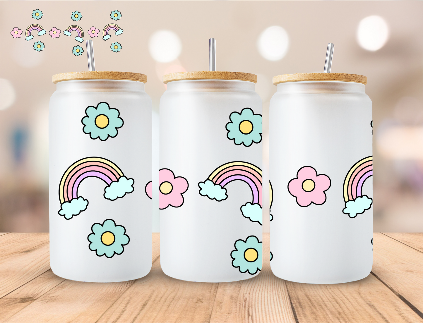 Pastel Rainbow - 16 oz / 20 oz Libby UV DTF Wrap