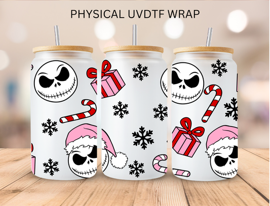 Christmas Skeleton King Pink- 16 oz / 20 oz Libby UV DTF Wrap