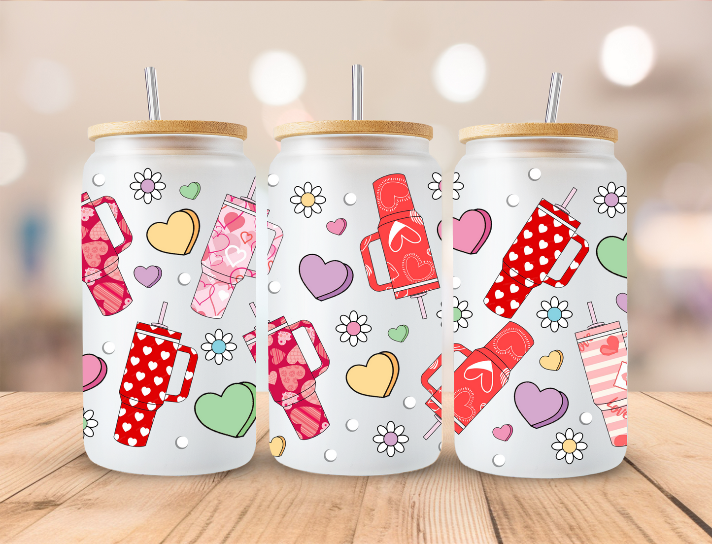 Valentines Tumblers & Candy - 16 oz Libby UV DTF Wrap