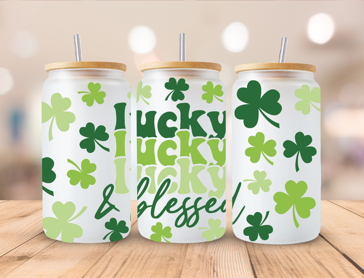 Saint Patrick's Lucky Lucky Vibes - 16 oz / 20 oz Libby UV DTF Wrap