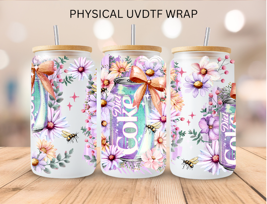 Floral Diet Coke - 16 oz / 20 oz Libby UV DTF