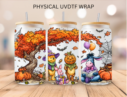 Halloween Pooh And Friends Costumes - 16 oz / 20 oz Libby UV DTF Wrap