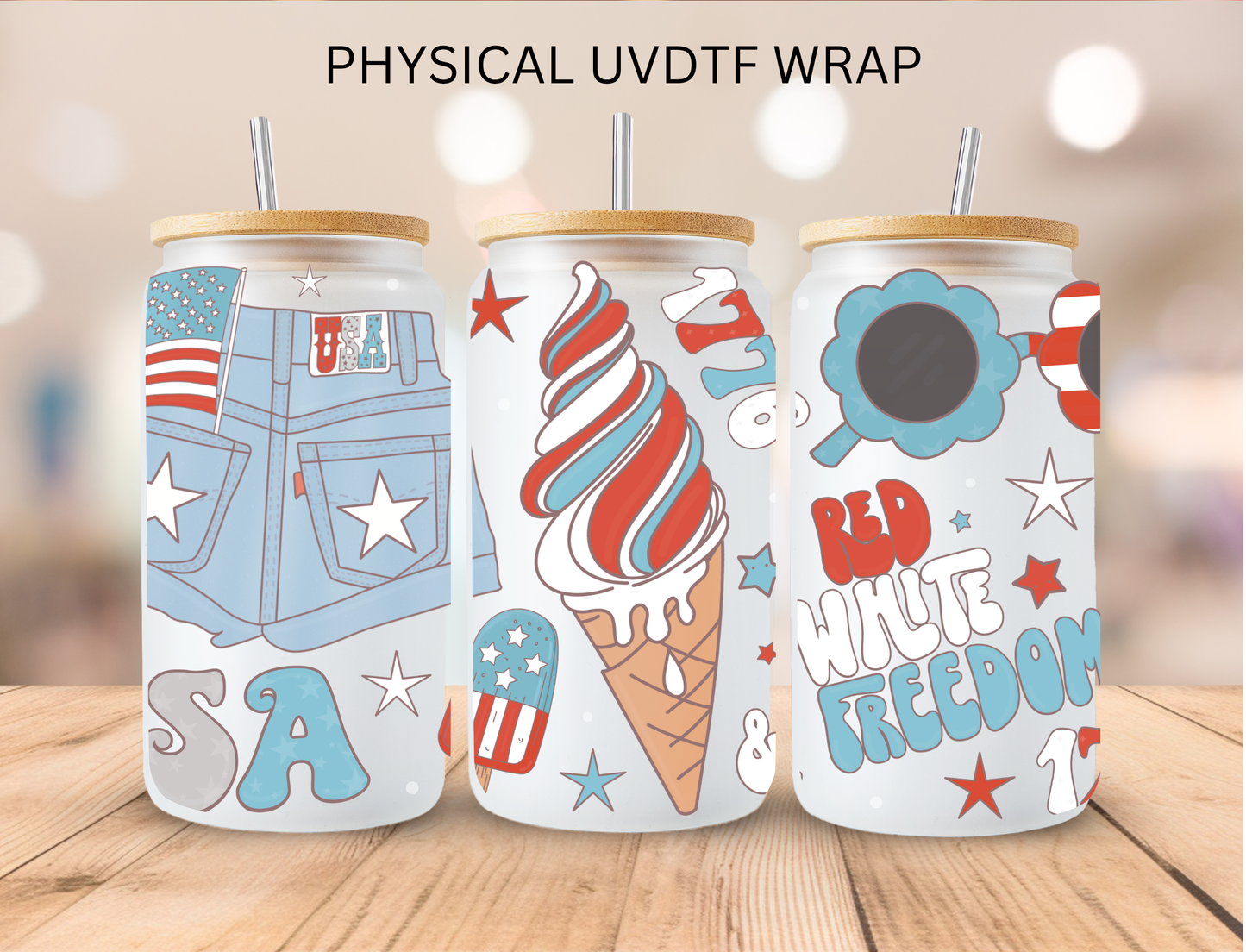 Patriotic Summer - 16 oz / 20 oz Libby UV DTF Wrap