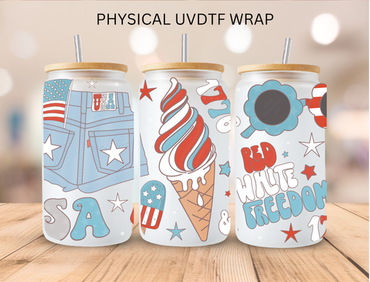 Patriotic Summer - 16 oz / 20 oz Libby UV DTF Wrap