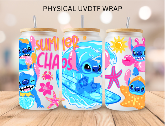 Blue Aliens Summer Chaos - 16 oz / 20 oz Libby UV DTF Wrap