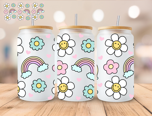 Floral Pastel Rainbow - 16 oz / 20 oz Libby UV DTF Wrap