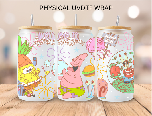 Sponge And Friends - 16 oz / 20 oz Libby UV DTF Wrap