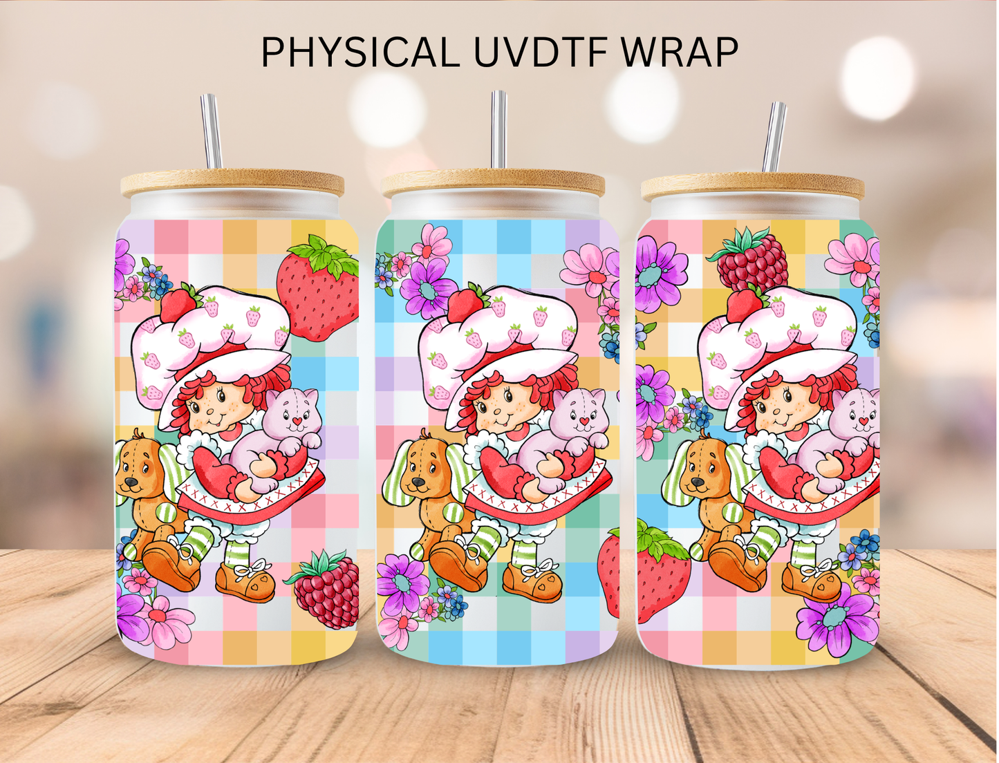 Pastel Strawberry Girl - 16 oz / 20 oz Libby UV DTF Wrap