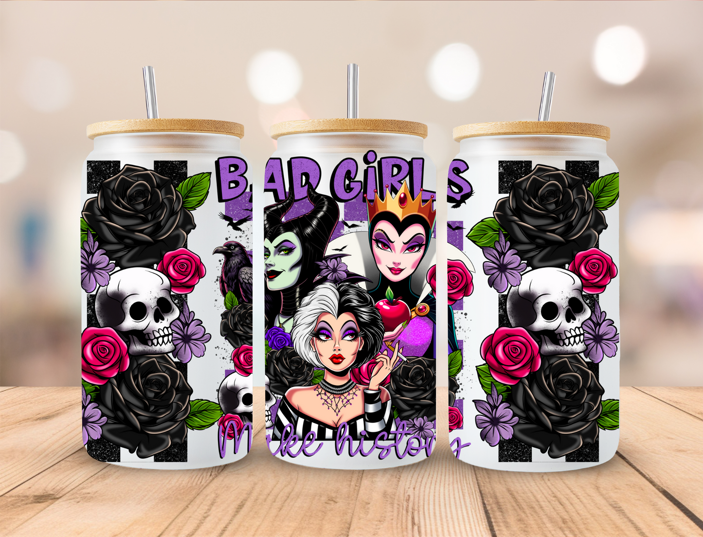 Bad Girls Make History Villains - 16 oz / 20 oz Libby UV DTF Wrap CSTAGE EXCLUSIVVE DESIGN