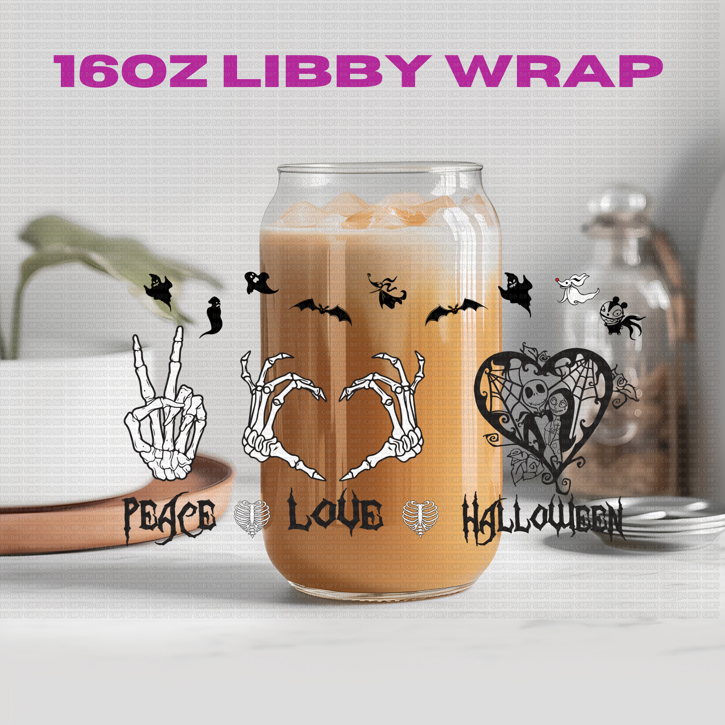 Halloween NBJ Skeleton Jak Collection - 16 oz / 20 oz Libby UV DTF Wrap