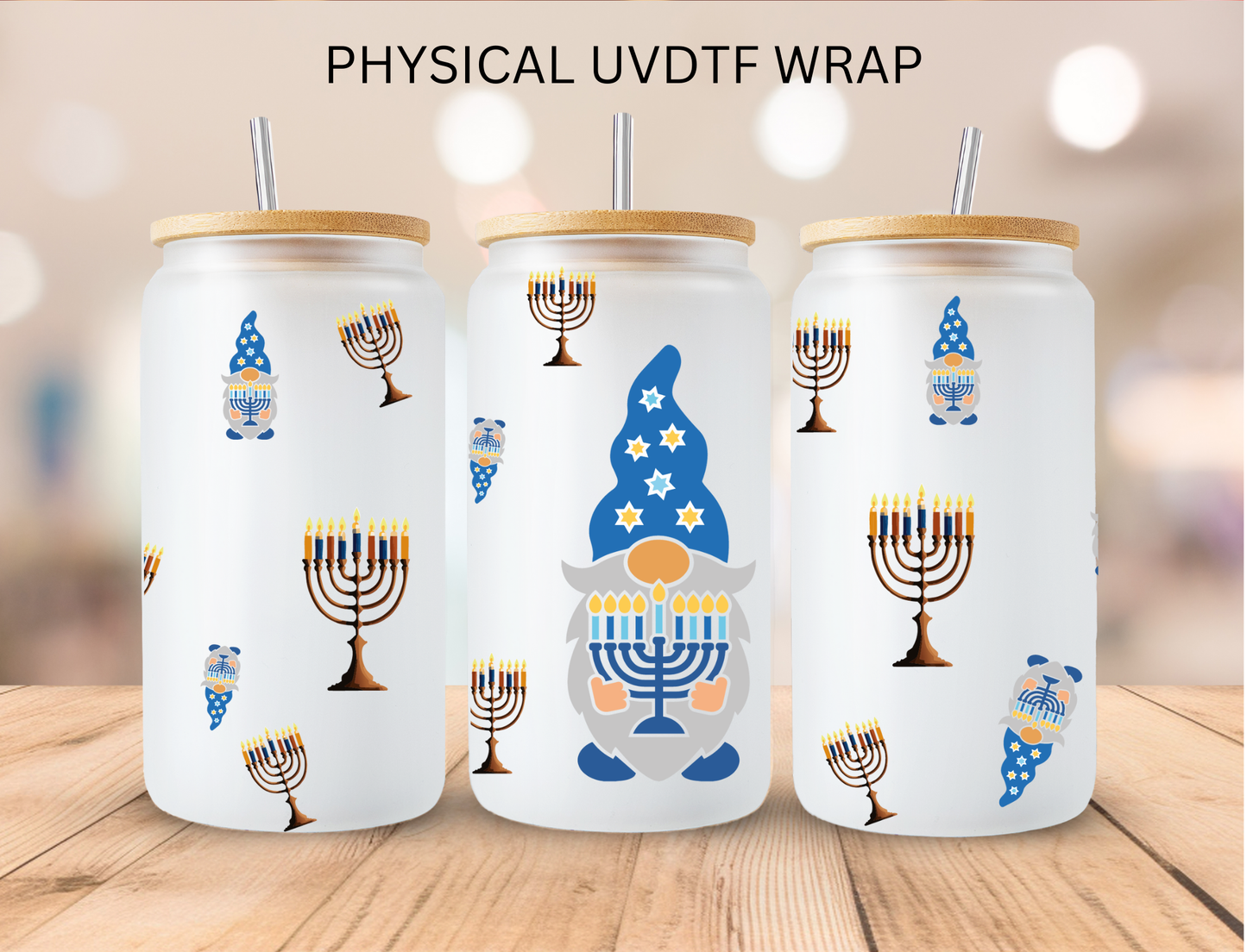 Hanukkah Gnome - 16 oz / 20 oz Libby UV DTF Wrap
