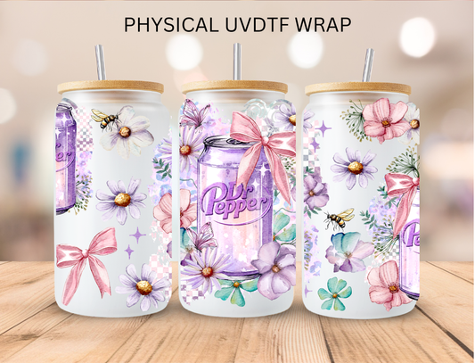 Floral Dr Pepper - 16 oz / 20 oz Libby UV DTF