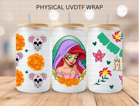 DOTD Day Of Dead Mermaid Princess - 16 oz / 20 oz Libby UV DTF